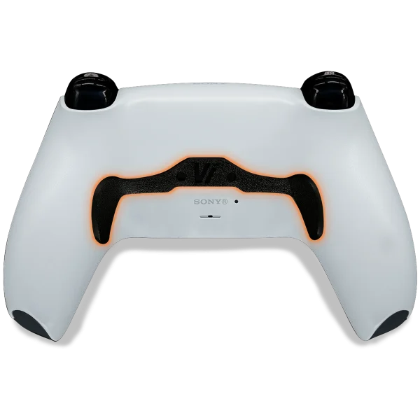 PS5 DualSense White mit TMR-Sticks und Pro-Paddle (2 Tasten, Mausklick), Rückseite