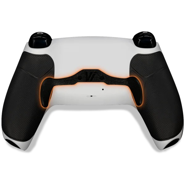 PS5 DualSense White mit TMR-Sticks und Pro-Paddle (2 Tasten, Mausklick), Rubberized Grip Rückschale, Rückseite