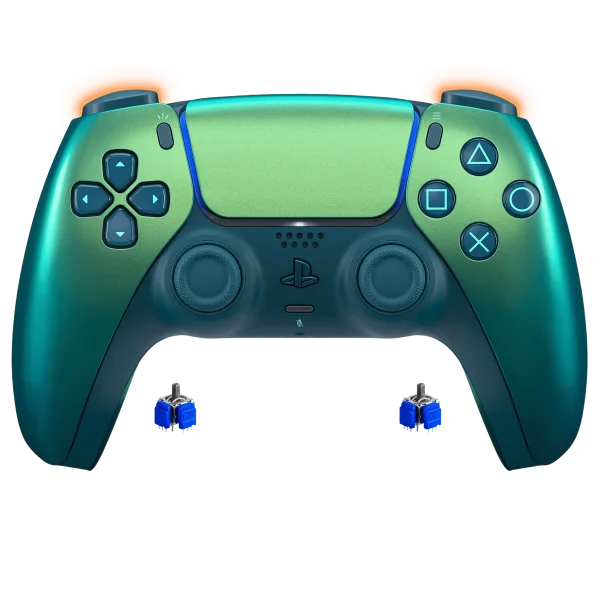 PS5 DualSense Chroma Teal mit TMR-Sticks und Smart Triggern (Mausklick), Vorderseite